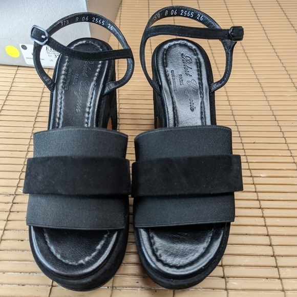 Robert Clergerie Paris "Etore" Platform Ankle Buckle Sandals in Black Suede Wome - Picture 3 of 13